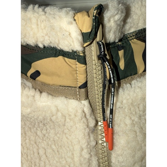 AAPE by A Bathing Ape Sherpa Fleece Vest Camo Trim Full Zip Men's Small - Picture 10 of 12